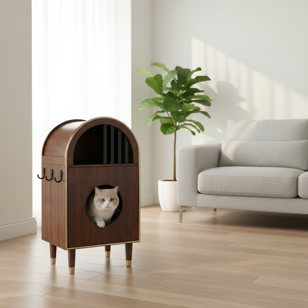 Enclos liti\u00e8re chat salon moderne