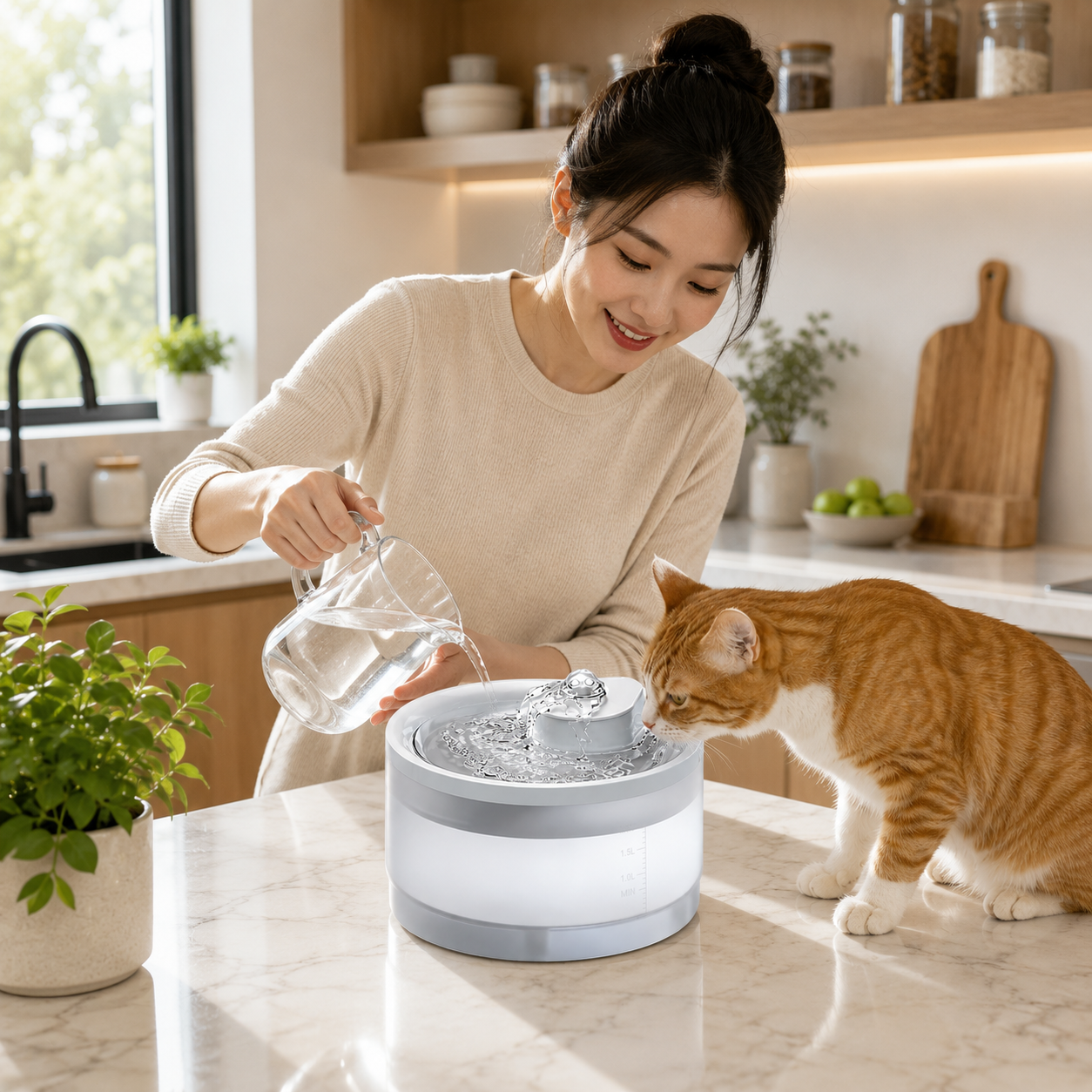 Smart Cat Water Fountain 1.5L – Ultra-Quiet Automatic Pet Water Dispenser with Continuous Flow & Water Level Window