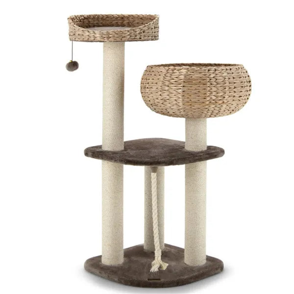 Woven Water Hyacinth Cat Tree – 104 cm | 3 Sisal Scratching Posts