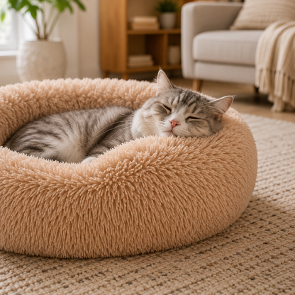 Plush Donut Cat Bed – The Bed Where Your Cat Disappears for Hours
