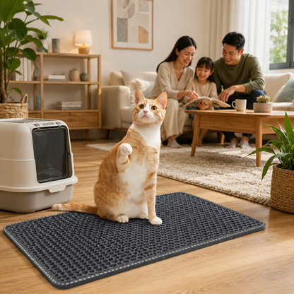 Tapis de litière pour chat double couche imperméable – Facile à nettoyer et antidérapant