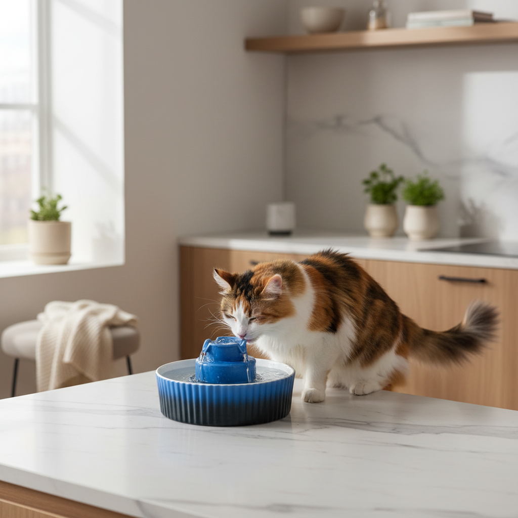 Fontaine céramique chat - cuisine lifestyle