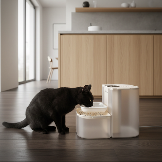 Fontaine à eau chat noir cuisine scandinave