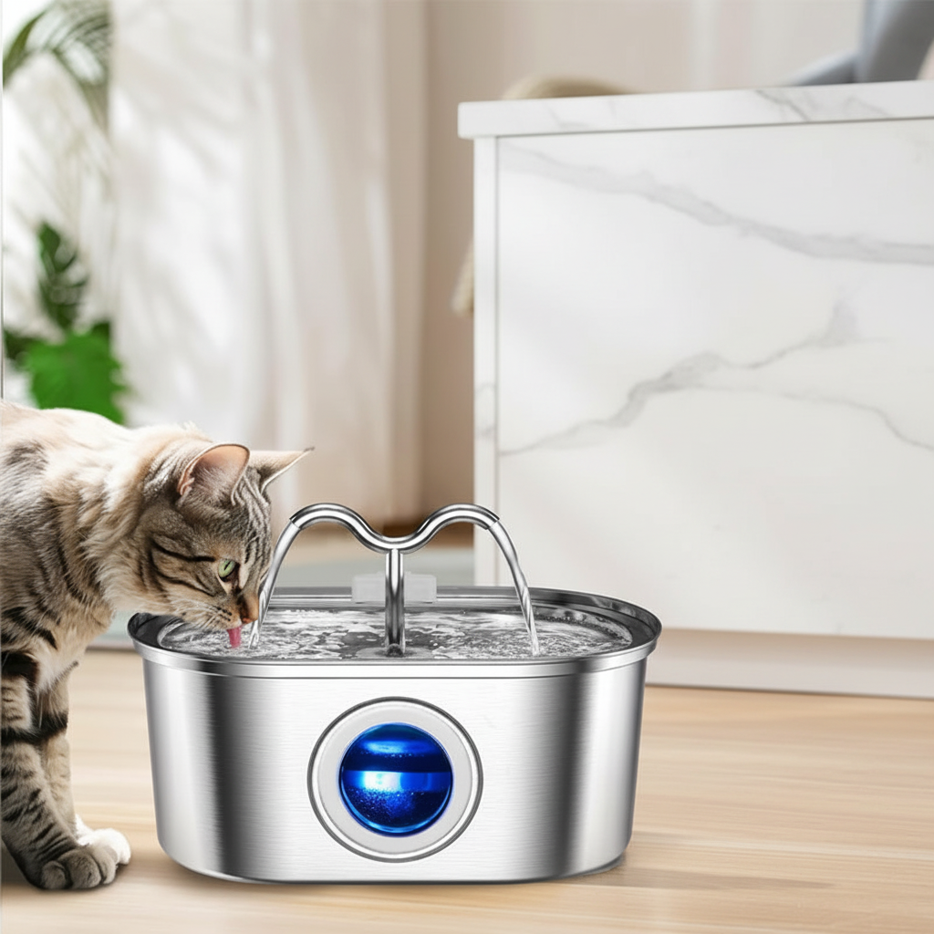 Fontaine inox chat cuisine moderne 1