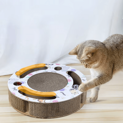 Grattoir Chat - PurrRoundScratcher™ - Chats & Balles - Chat Récréatif