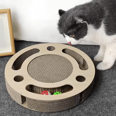 Grattoir Chat - PurrRoundScratcher™ - Minimaliste - Chat Récréatif
