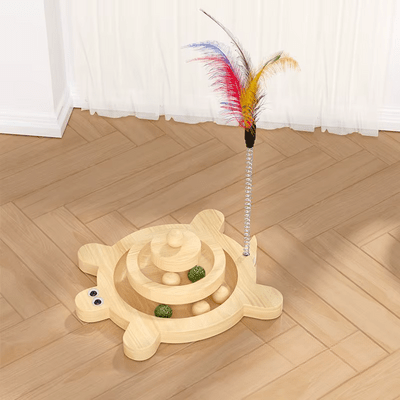 Jouet en Bois - SpinningCatToy™ - Grenouille - Chat Récréatif