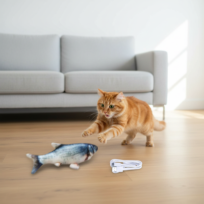 Jouet poisson chat roux salon