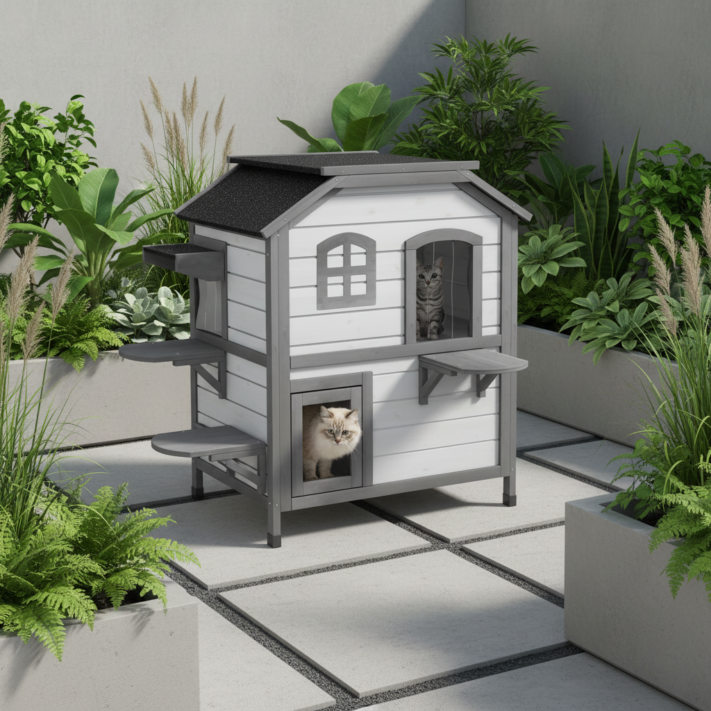 Maison chat jardin moderne