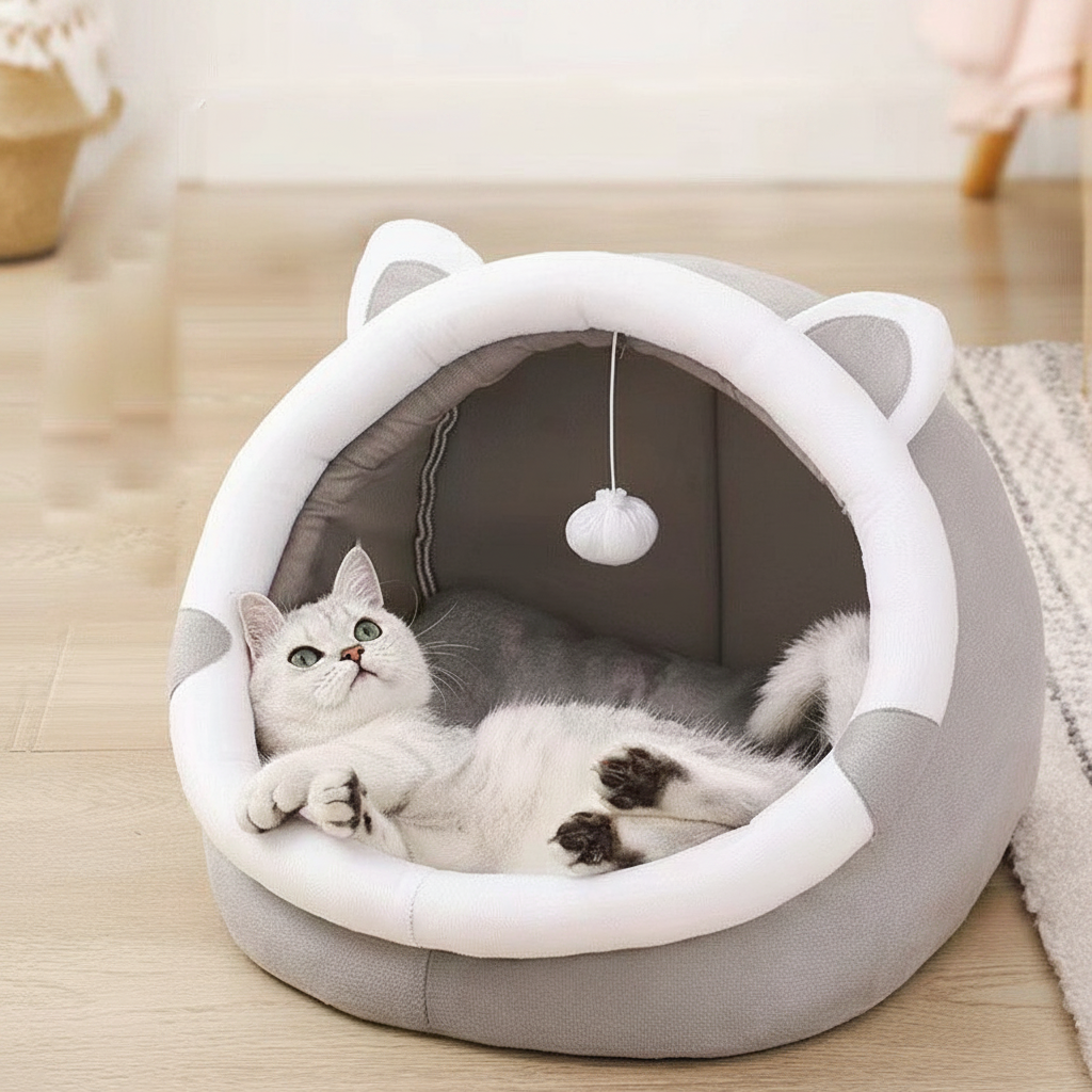 Maison-lit chat gris - image produit Shopify