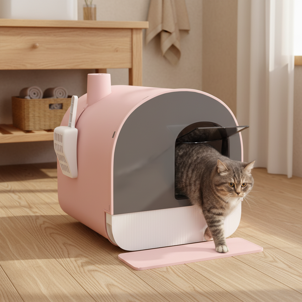 Maison litière rose décor bois beige chaleureux