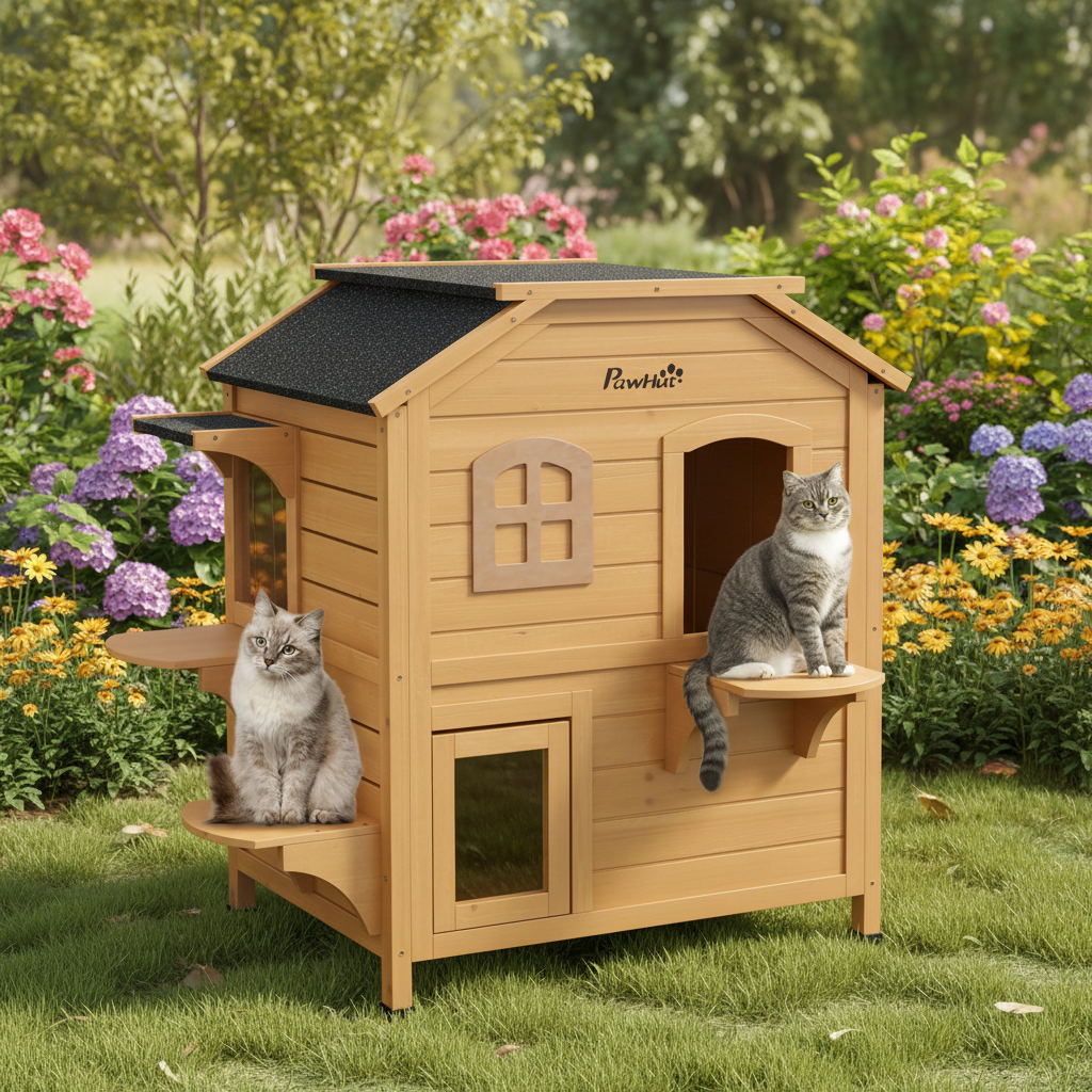 Maison pour chat dans un jardin