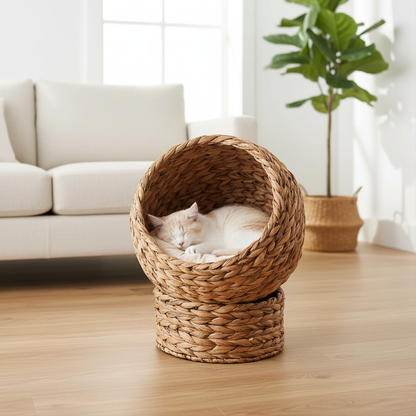 Panier niche jacinthe d'eau salon scandinave