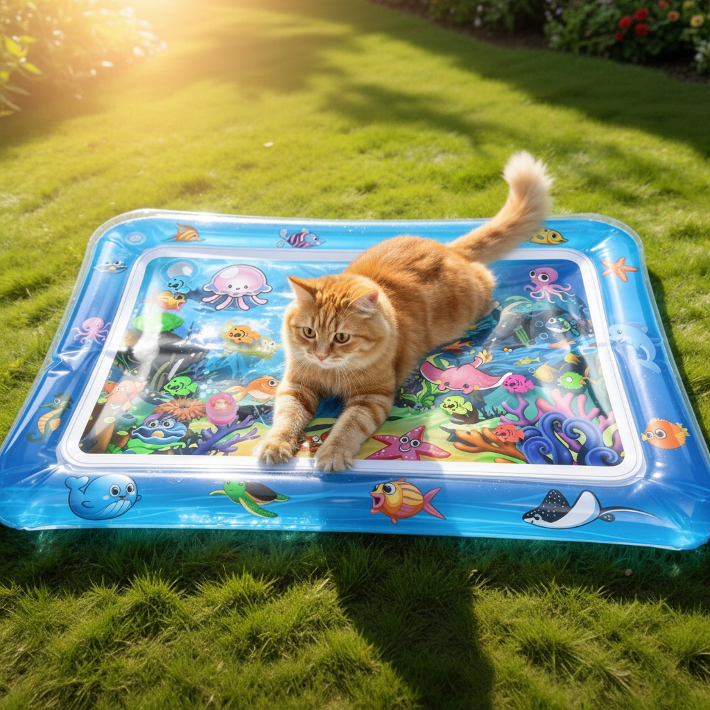 Tapis d'eau interactif chat - jardin carré